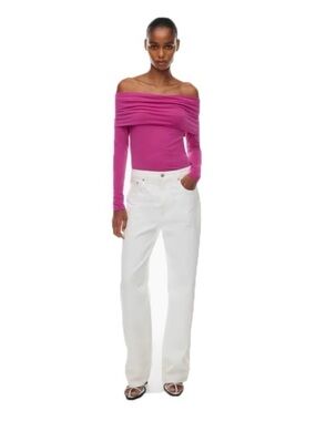 Aritzia Babaton Streamline Off Shoulder Top in Magenta Size XS